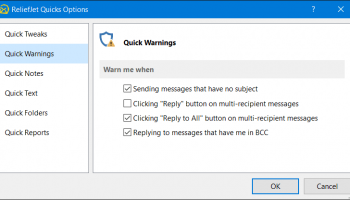 ReliefJet Quick Warnings for Outlook screenshot