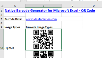 Excel QR Code Barcode Generator screenshot