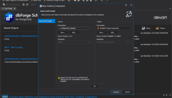 dbForge Schema Compare for PostgreSQL screenshot