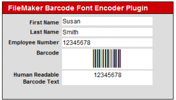 FileMaker Barcode Font Encoder Plugin screenshot