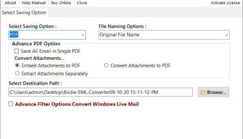 Export Emails from EML to PDF screenshot