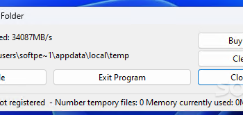 GiMeSpace RAM Temp Folder screenshot