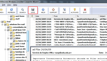 Exporting Windows Live Mail Emails screenshot