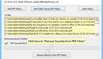 Remove Security from PDF screenshot