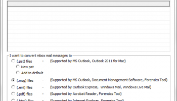 Exporting emails from Windows Mail to Outlook screenshot