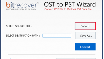 Import Outlook OST data file to PST screenshot