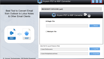 Aryson PST to NSF Converter screenshot