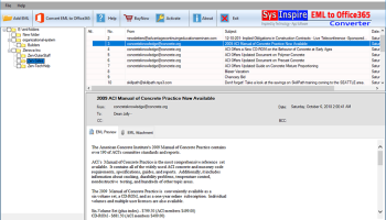 SysInspire EML to Office365 Converter screenshot