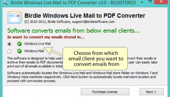 Windows Live Mal to PDF Converter screenshot