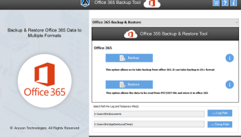 Aryson Office 365 Backup and Restore Tool screenshot