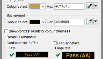 Colour Contrast Analyser screenshot