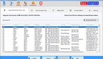 SysInspire Excel to Outlook Converter screenshot