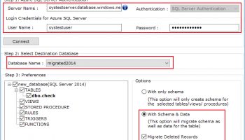 SysTools SQL to Azure Migration software screenshot