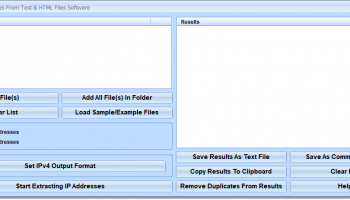 Extract IP Addresses From Text & HTML Files Software screenshot