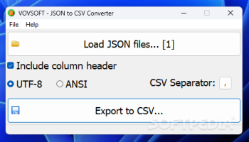 VOVSOFT - JSON to CSV Converter screenshot