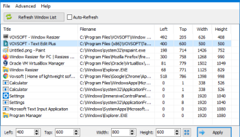 VOVSOFT - Window Resizer screenshot