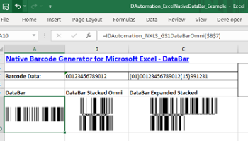 Excel GS1 DataBar Barcode Generator screenshot