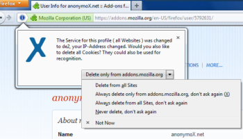 anonymoX for Firefox screenshot