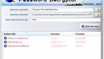 SeaMonkey Password Decryptor screenshot