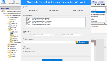 Email Address Extractor for Outlook screenshot