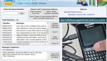 Send SMS from Blackberry screenshot