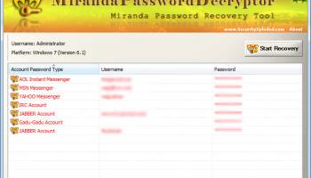 Miranda Password Decryptor screenshot