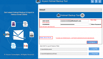 Hotmail Backup Utility screenshot