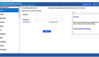 Aryson Email Backup Wizard screenshot