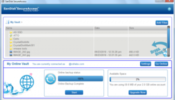 SanDisk SecureAccess screenshot