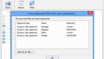 Lotus Approach Password screenshot