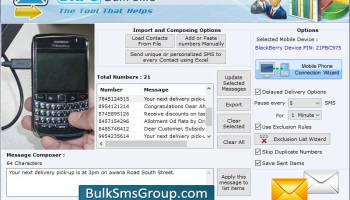 BlackBerry Bulk SMS Software screenshot