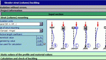 MITCalc Slender strut buckling screenshot